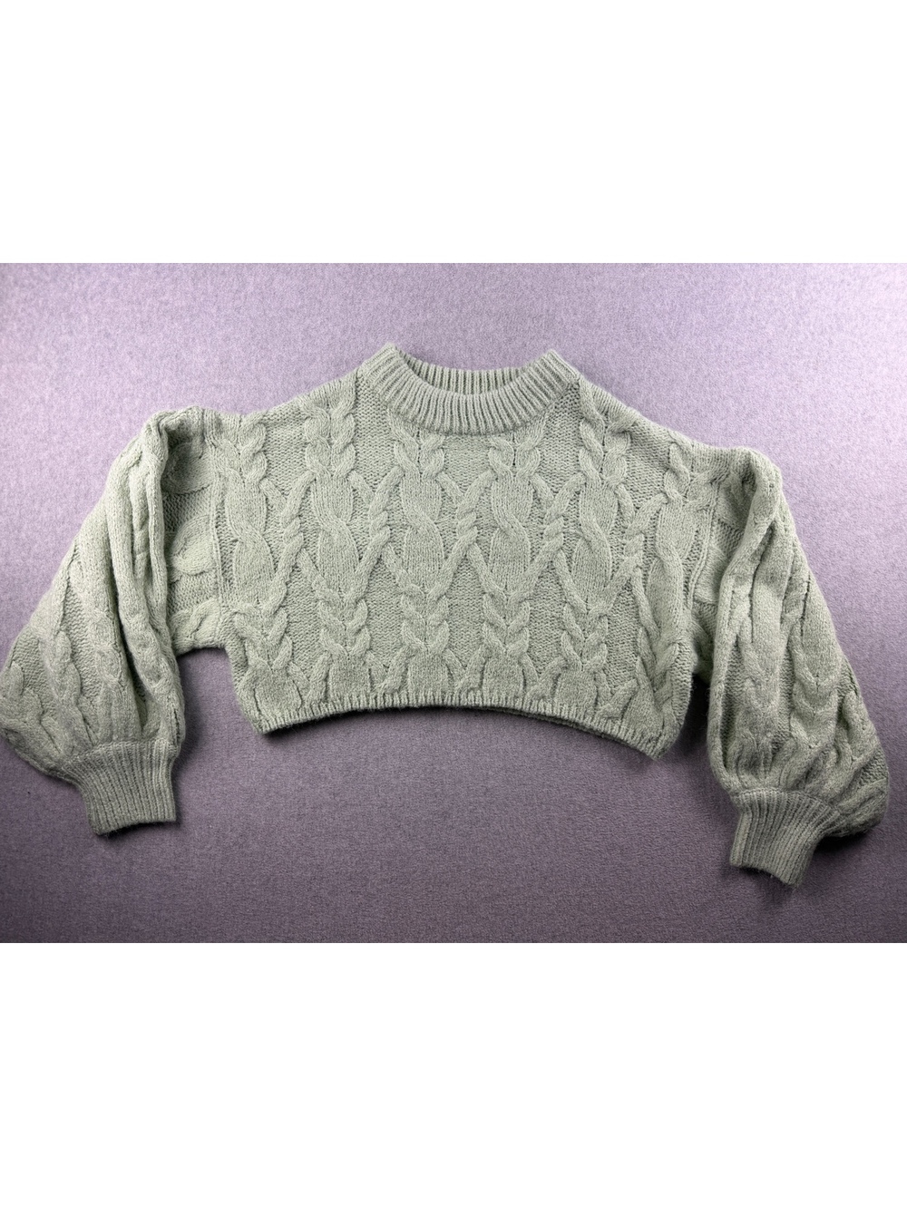 ALTAR'D STATE Light Green Cable Knit Cropped Sweater Size S